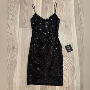 Lulu’s Black Sequin Mini Dress Size XS NWT